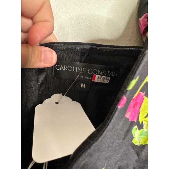 CAROLINE CONSTAS Reyna Black Floral Puff Sleeve Empire Waist Maxi Dress Size M - Picture 16 of 16